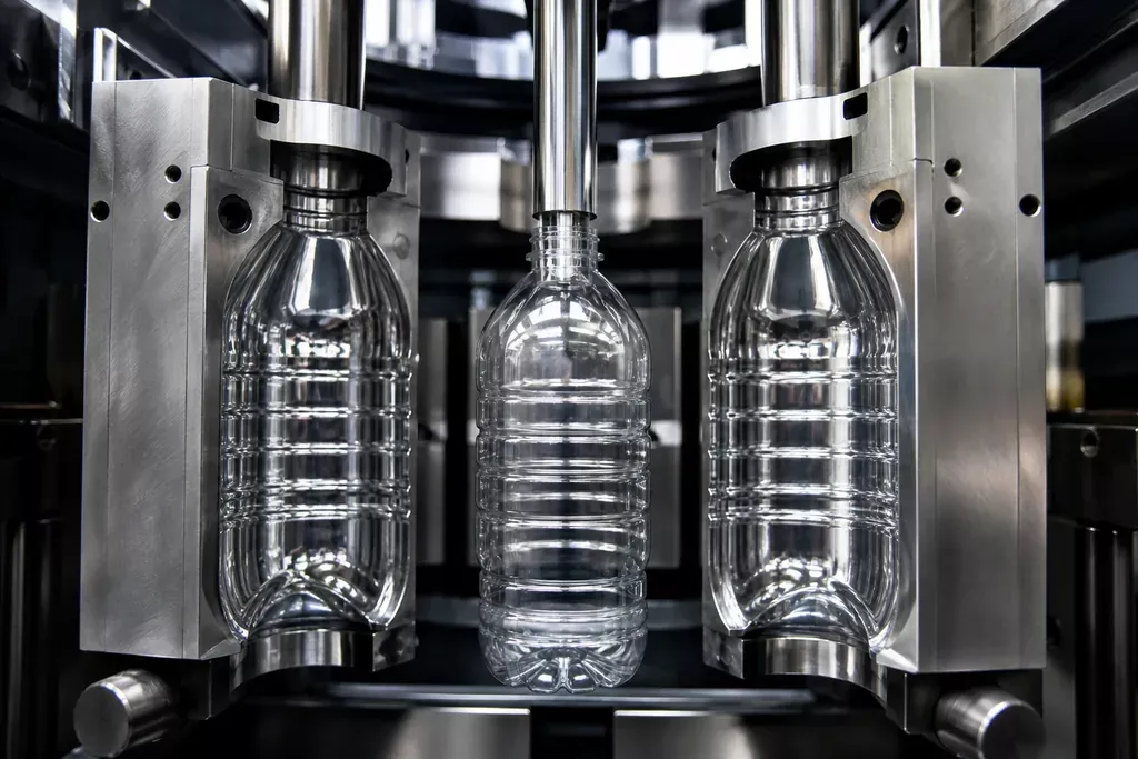 Пресс-форма выдува с готовой ПЭТ бутылкой